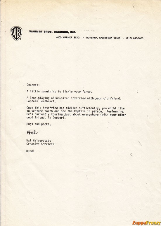 An Interview With Captain Beefheart - Insert